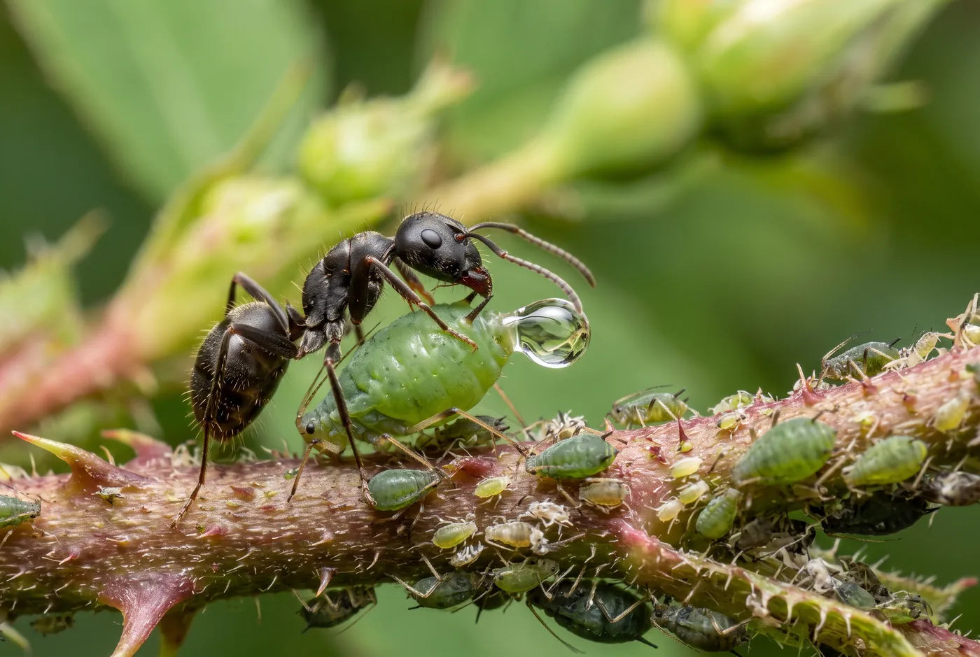 Worker ant tending an aphid