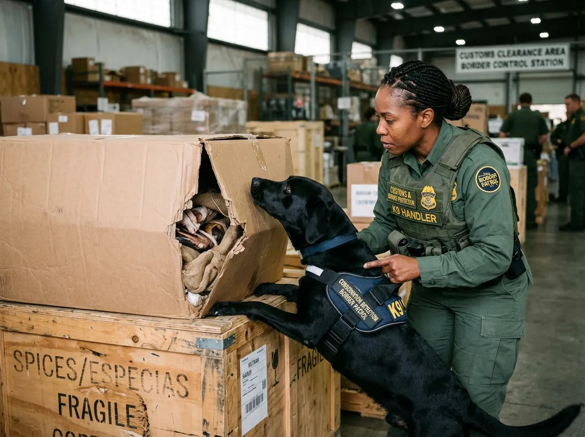 Dog tracking scent with focused attention